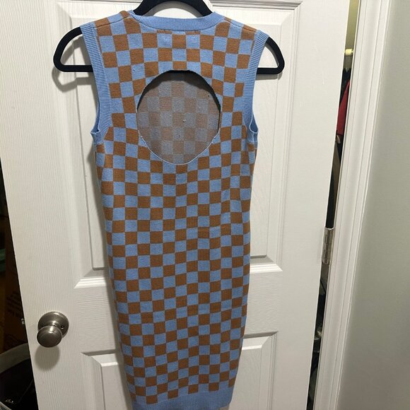 Willow and Wind Checkered Knit Dress Keyhole Back Large - Picture 2 of 4